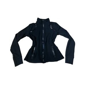 ELITE ACTIVEWEAR Black Zip Up Jacket Athletic Mesh Detail Women's Size S